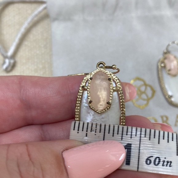 Kendra Scott Mother of Pearl/Rose Quartz Emmy Earrings - Picture 10 of 11